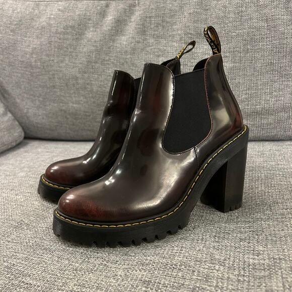 Dr. Martens Hurston Heeled Chelsea Boots in RARE Cherry Red Arcadia Worn Once! - Picture 7 of 16